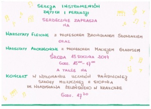 Warsztaty muzyczne i koncert uczniów PSM im. W.Żeleńskiego w Krakowie; Czasław 15.01.2014