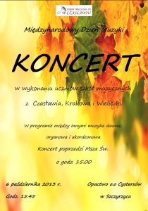 Koncert z okazji Międzynarodowego Dnia Muzyki; Szczyrzyc 06.10.2013 r.